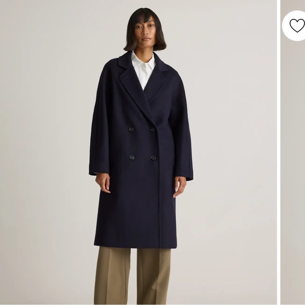 Quince Italian Wool Double Breasted Slouch Coat - Cadet Blue